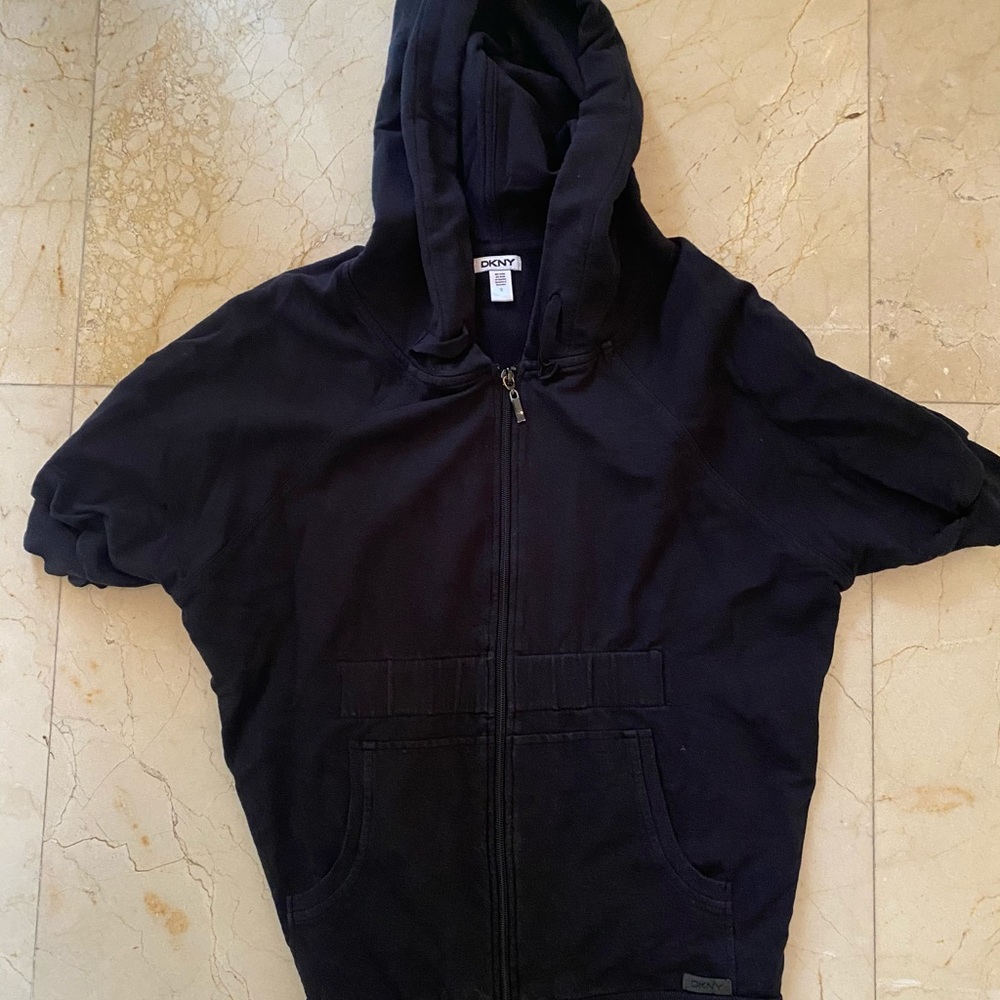 DKNY short sleeve zipper hoodie